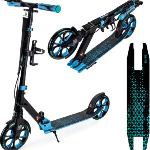 Bergen City Scooter Elite – Foldable, Aluminium, 200 mm Polyurethane Wheels, Shock Absorber, Hand & Foot Brake, Height Adjustable, Children from 6 Years & Adults up to 100 kg