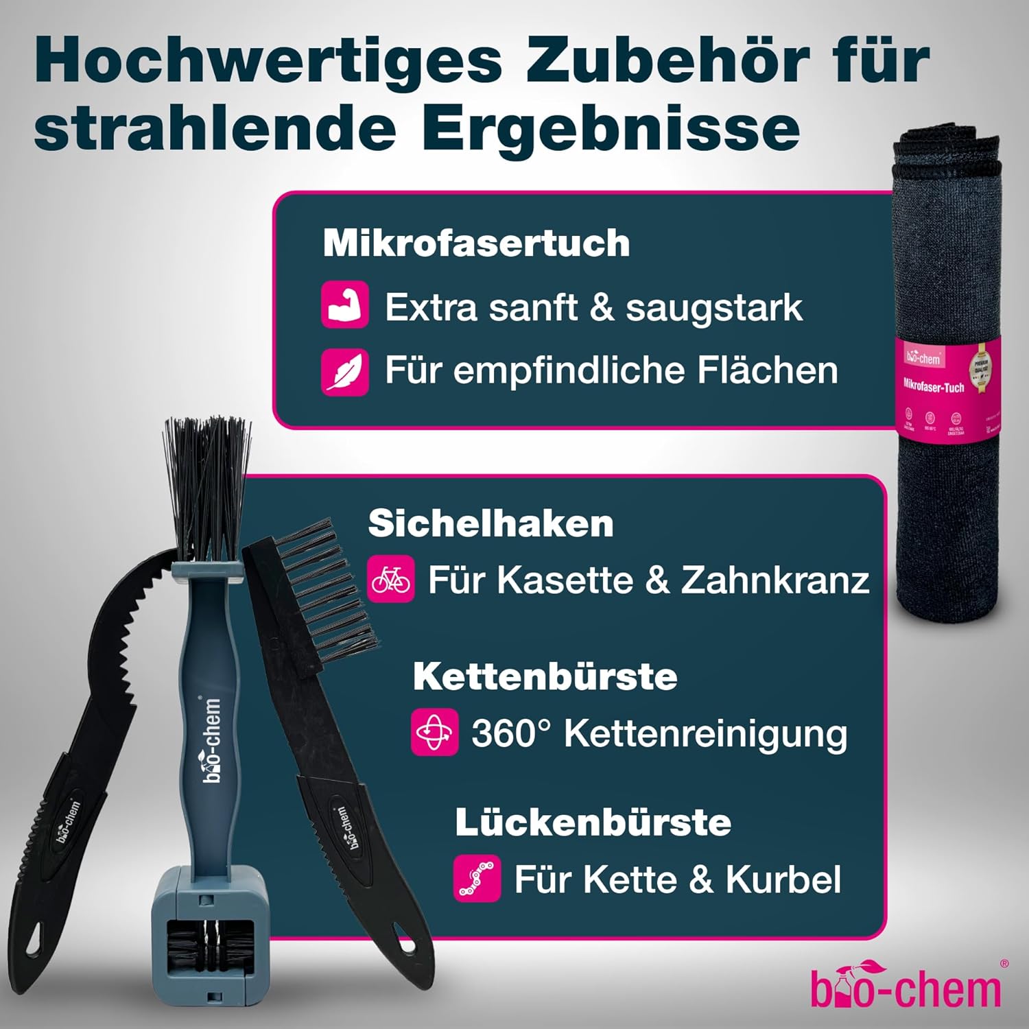 bio-chem Bicycle Cleaning Set Professional 7-Piece - Bicycle Cleaner, Chain Cleaner Bicycle Chain & Chain Oil Bicycle - Premium Bicycle Care Set & Bicycle Cleaner Set for E-Bike, Road Bike & MTB – Bild 5