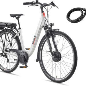 TELEFUNKEN E-Bike Women’s 28 Inch Electric Bicycle Front Motor 7-Speed Shimano Derailleur Gears V-Brakes Pedelec City Bike RC826 Multitalent Includes Armoured Cable Lock