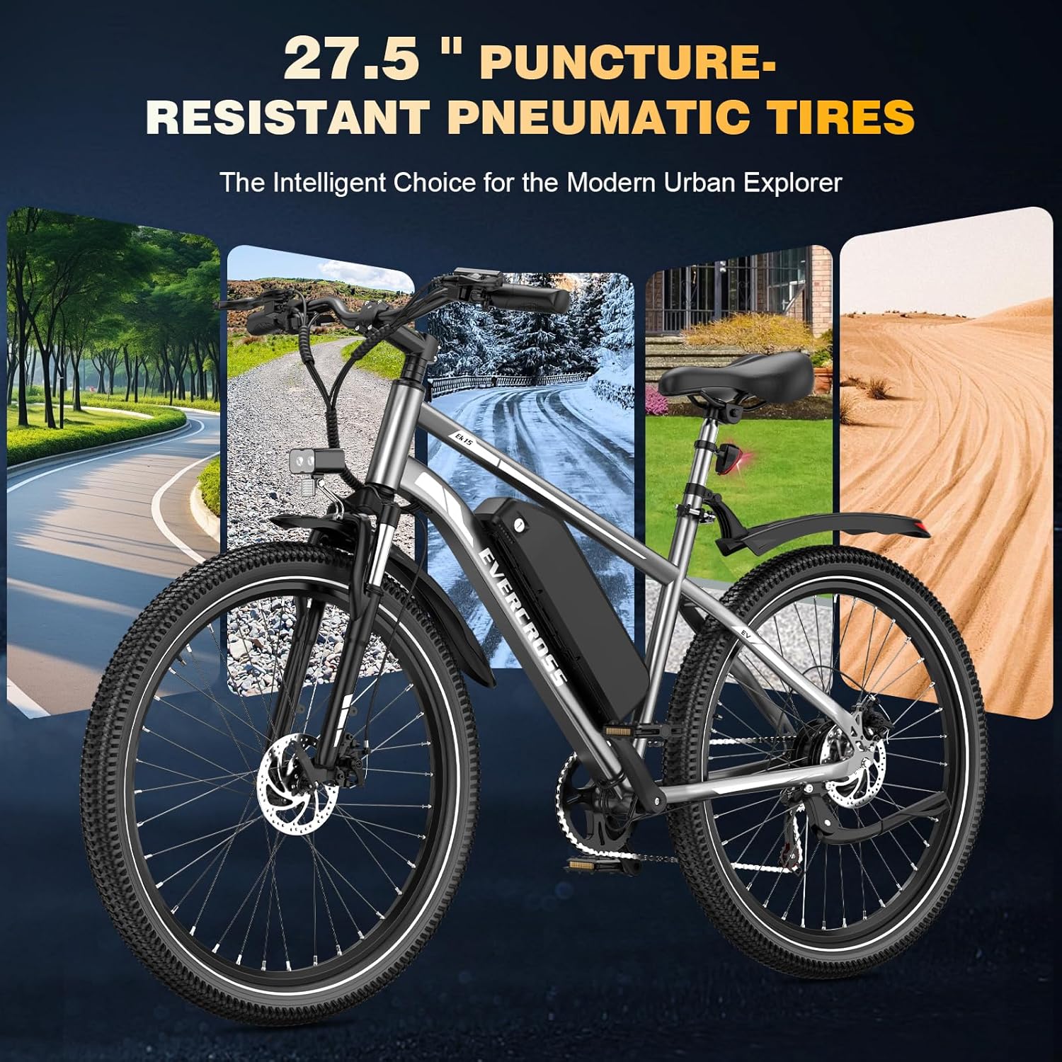 EVERCROSS EK15 E-Bike for Adults, 27.5 Inch Electric Bicycles with Foot Pedal - App, 250 W Motor, 36 V 13 Ah Battery, 15/20/25 km/h, 7 Speed Gear, Urban Electric Bicycle Mountain Bike for Unisex – Bild 7