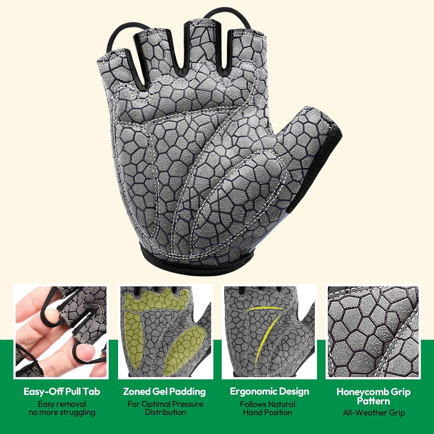 KONVINIT Cycling Gloves Men Women Summer Cycling Gloves Half Finger Cycling Gloves Leisure for Mountain Bike, Road Bike, Downhill, Commuter, Cyclist, Kayak, Scooter, Sailing, Rudder – Bild 5