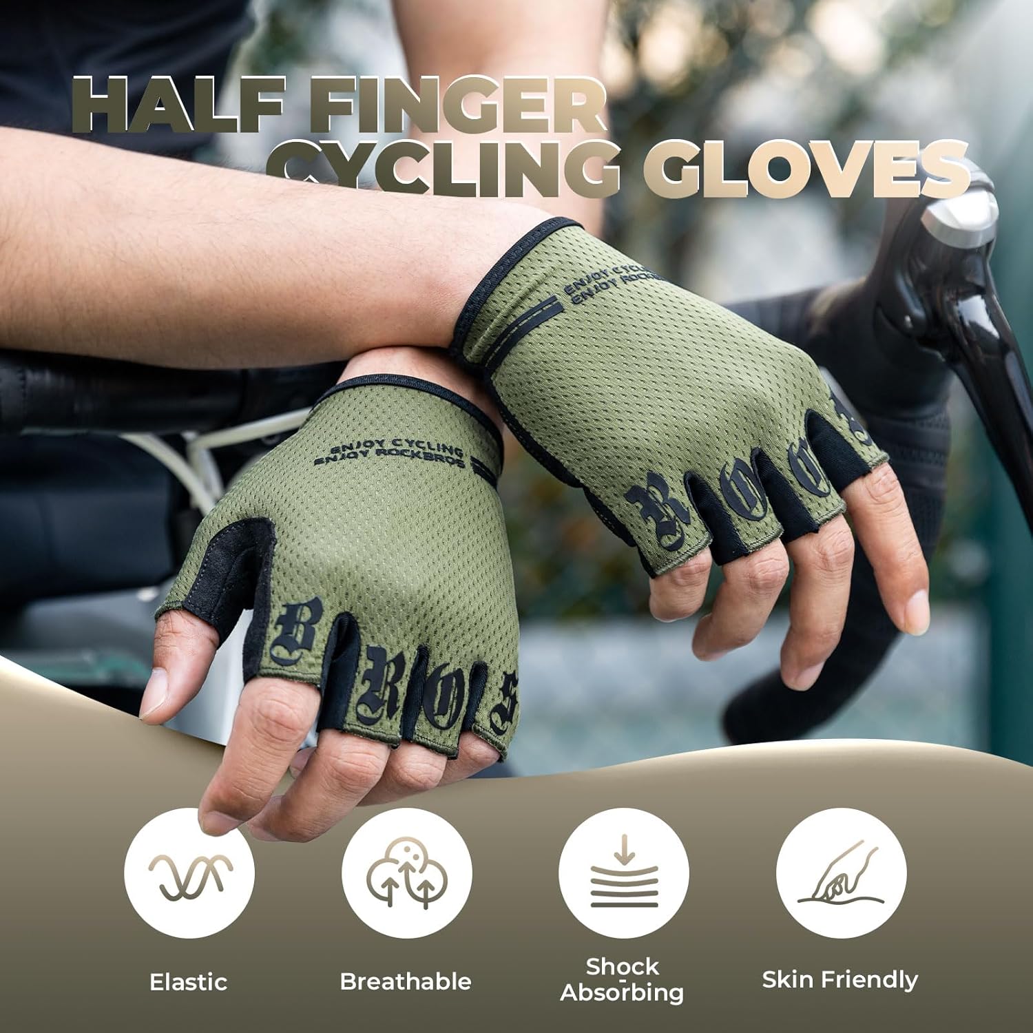 ROCKBROS Cycling Gloves Cycling Gloves Men Women Half Finger Non-Slip Shock Absorbing Gloves Summer for Mountain Bike Road Bike – Bild 2