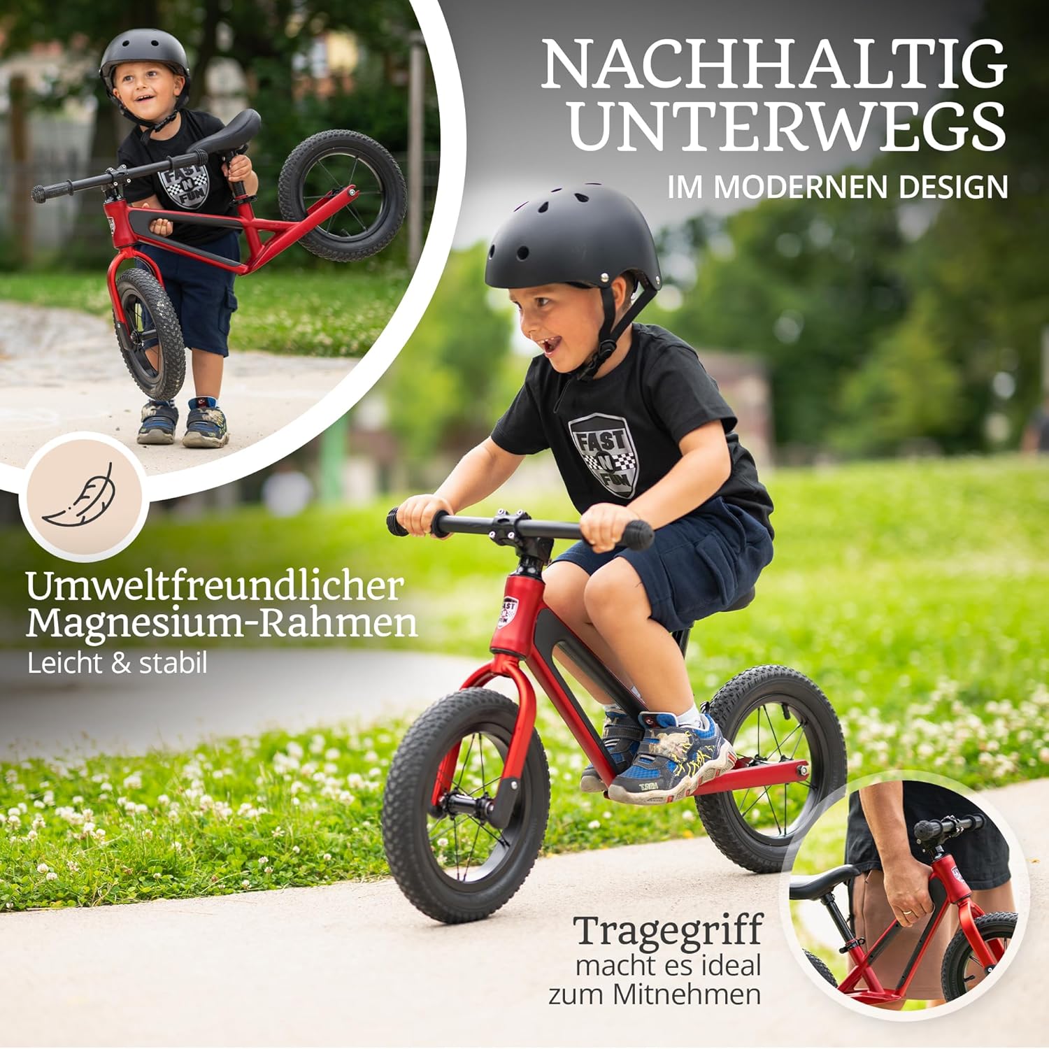 Balance Bike from 2 Years, Ultralight with Carry Handle, Magnesium Frame, 12 Inch Wheels, Footrest and Ergonomic Height-Adjustable Seat – Bild 5