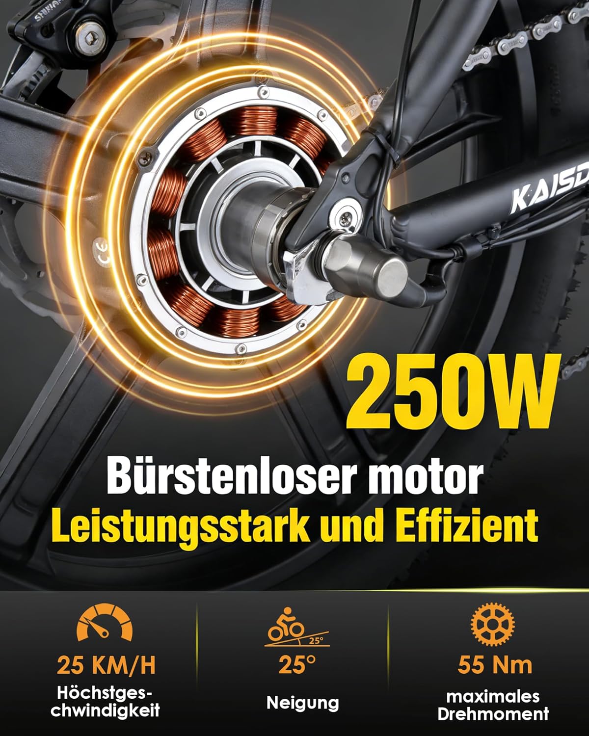 E-Bike klapprad 20 Zoll Elektrofahrrad Pedelec Cityräder Faltrad für Erwachsene 150kg Belastung 36V 20,8Ah Doppelakku 45-90km Reichweite 250W Motor 7-Gang LCD Display – Bild 4