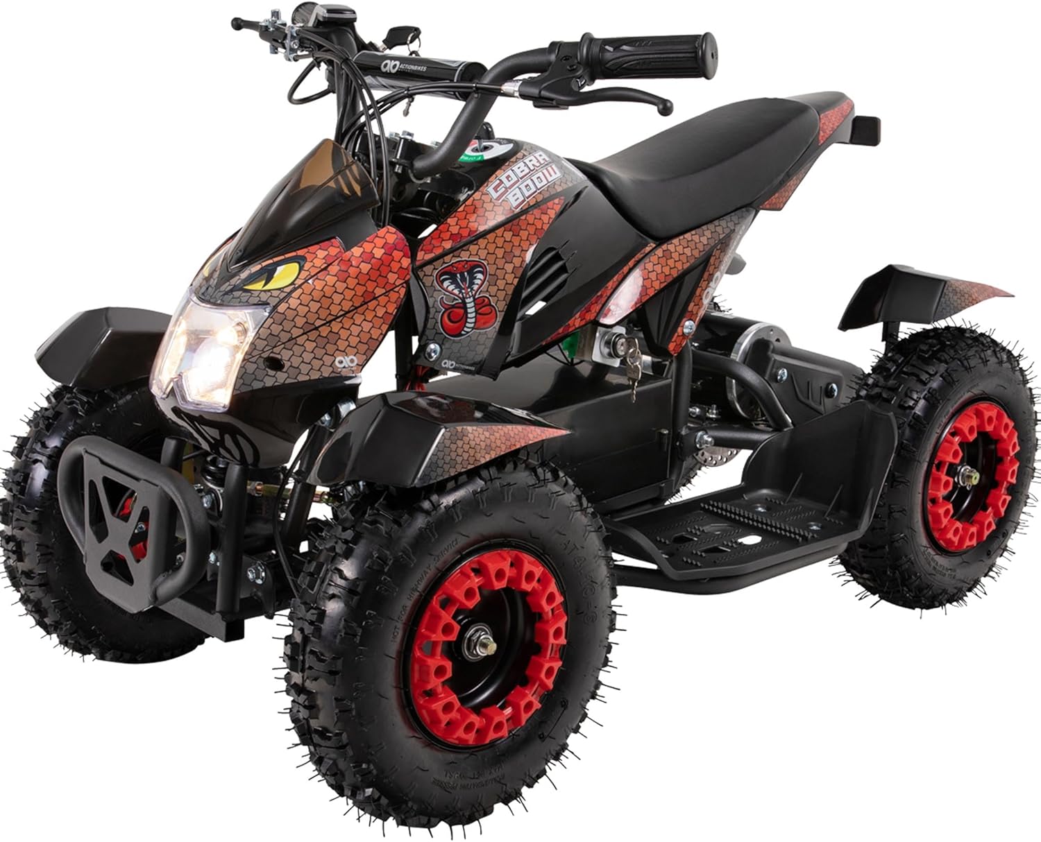 Actionbikes Motors Children's Quad Electric ATV Cobra, 7 Volt 100 Watt Motor up to 25 mph, Children's Quad, Pocket Quad, Safety Touch Foot Switch, Mini Quad for Children from 8 Years (Red/Black)