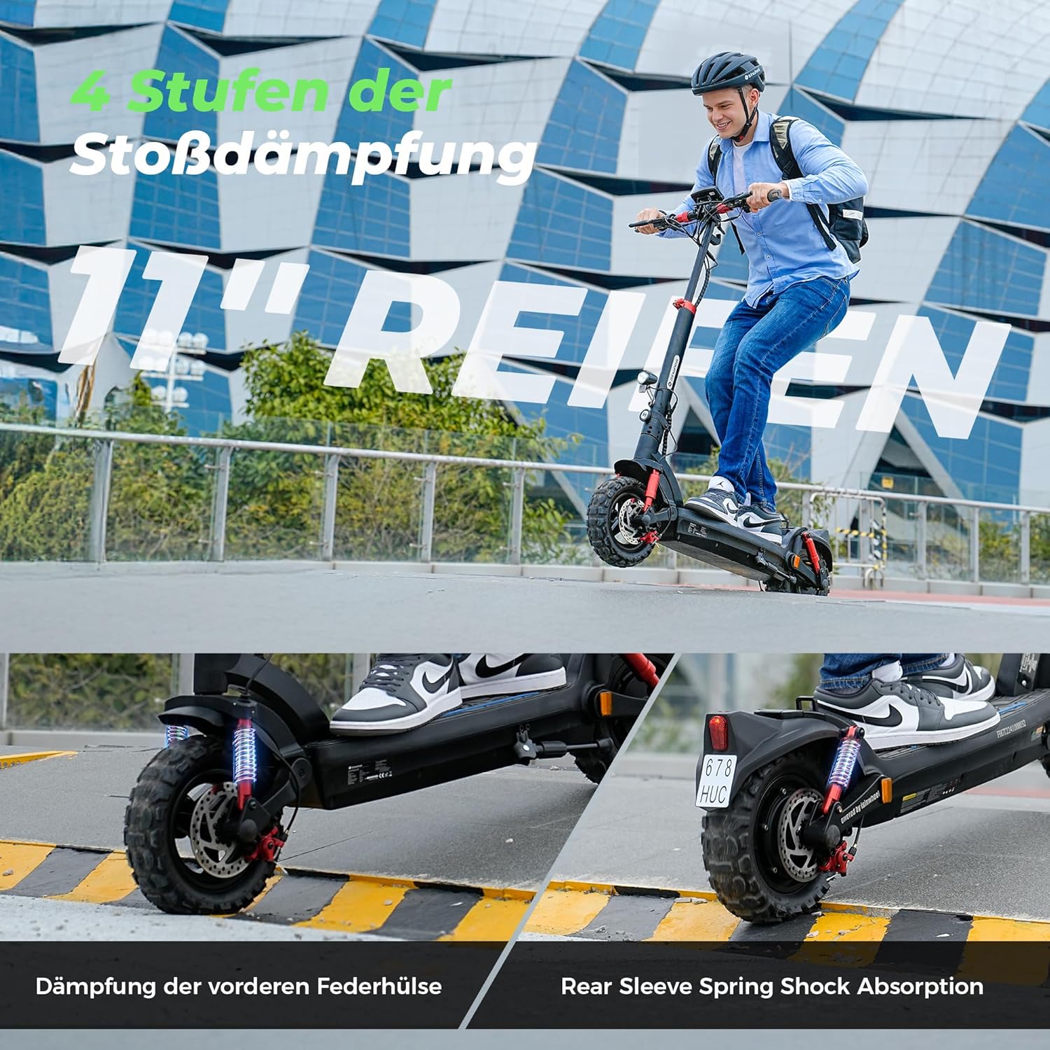 E Scooter with Road Legal, 11 Inch Max 80 km Range, Offroad Electric Scooter, Foldable Electric Scooter with Dual Suspension, Indicator and App, Electric Scooter Adult for City and Country Commuting – Bild 3