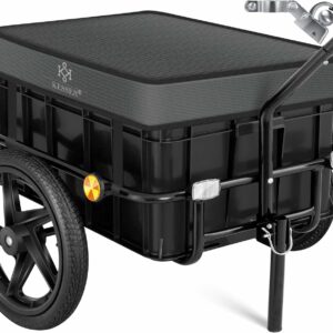 KESSER Bicycle Trailer, Load Trailer, Hand Trolley with Coupling, High Drawbar, for Bicycle Transport Trailer Transport Box with 70 Litre Volume, for 2 Beer Crates