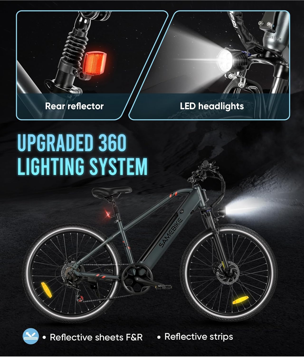 SAMEBIKE 26 Inch Electric Bicycle E-Bike Men Women with 540 Wh Battery, Up to 100 KM, 250 W Motor, Electric Bicycle with 7-Speed Gear, Pedelec City Bike EBike for Trekking RSA01 Men – Bild 7