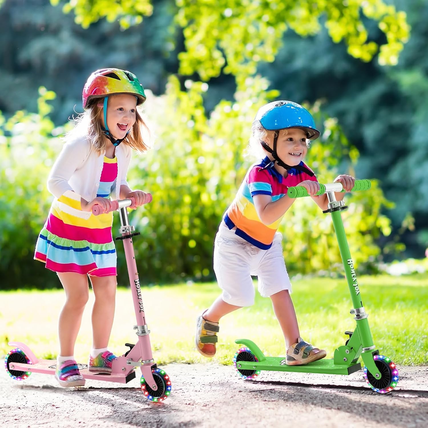 COSTWAY Children's Scooter, Scooter with LED Wheels, Foldable Handlebar, Height Adjustable Children's Scooter, City Scooter, Kick Scooter for Boys and Girls from 3 Years – Bild 2