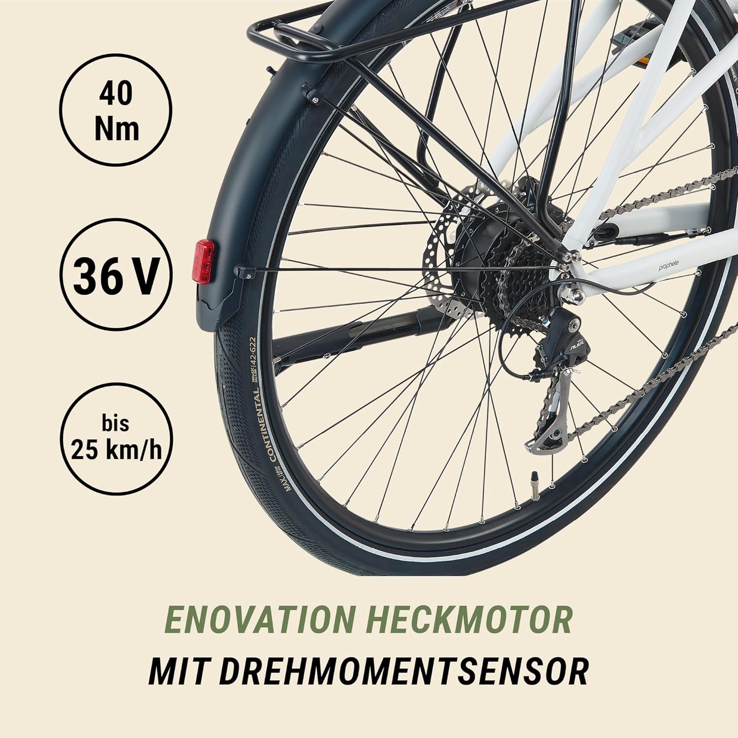Prophete Urbanicer 2.0 Urban E-Bike 28 Inch - 360 Wh - Integrated Battery - Rear Motor - 9-Speed Derailleur Gear - HDY Disc Brake – Bild 5