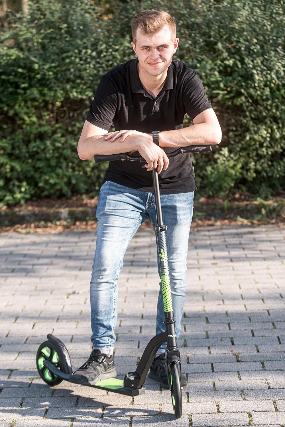 muuwmi Aluminium Scooter Pro - Scooter 230/205 mm, ABEC 7, GS Approved, Height Adjustable, XL Deck, BMX Handlebars – Bild 5