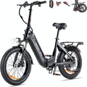 C20 E Bike Folding Bike, 20 x 3.0 Fat Bike with Hydraulic Brakes, 48 V 15.6 Ah Battery up to 120 km, 250 W Motor 25 km/h Ebike, LCD Colour Display, Shimano 7-Speed Electric Bicycle for Men