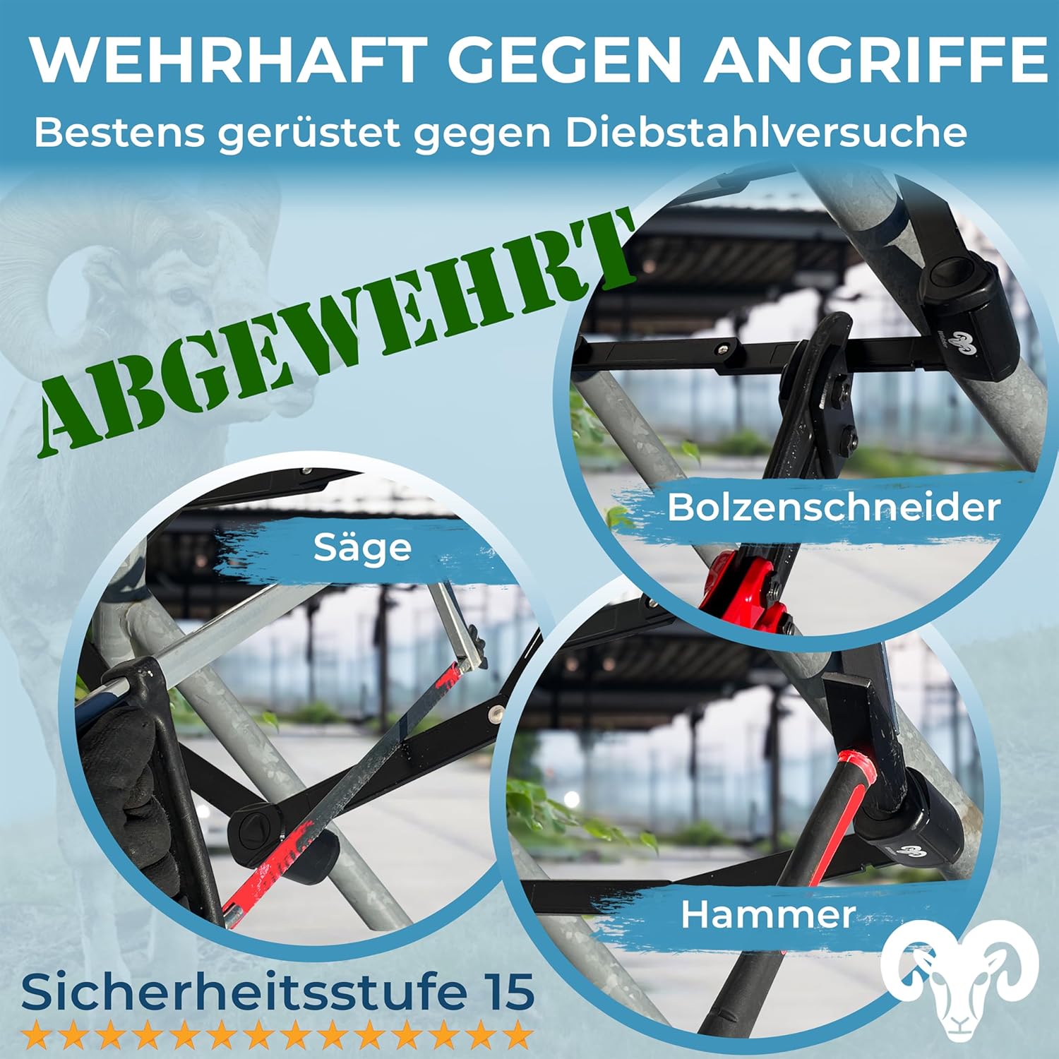 Widder Very Secure Bicycle Lock Folding Lock 120 cm with 4 Keys | Folding Lock Bicycle with Holder | Ideal as an E Bike Lock, E Scooter Lock, Bicycles & Bike Lock – Bild 3