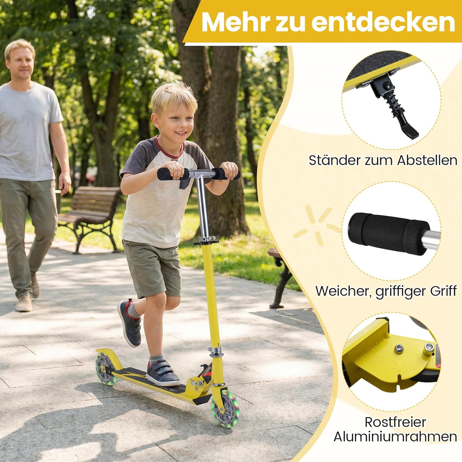 COSTWAY Children's Scooter with LED Wheels, Children's Scooter from 4 Years, 70 kg Load Capacity, City Scooter, Height Adjustable, Children's Kick Scooter for Boys and Girls – Bild 4