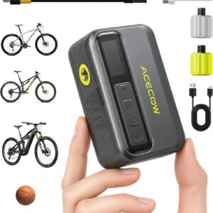 AT5Pro Mini Electric Bicycle Pump, 120 PSI Battery Bicycle Pump with Presta and Schrader Valve, Auto Stop, Overheating Protection for Road Bike, Mountain Bike and E-Bike