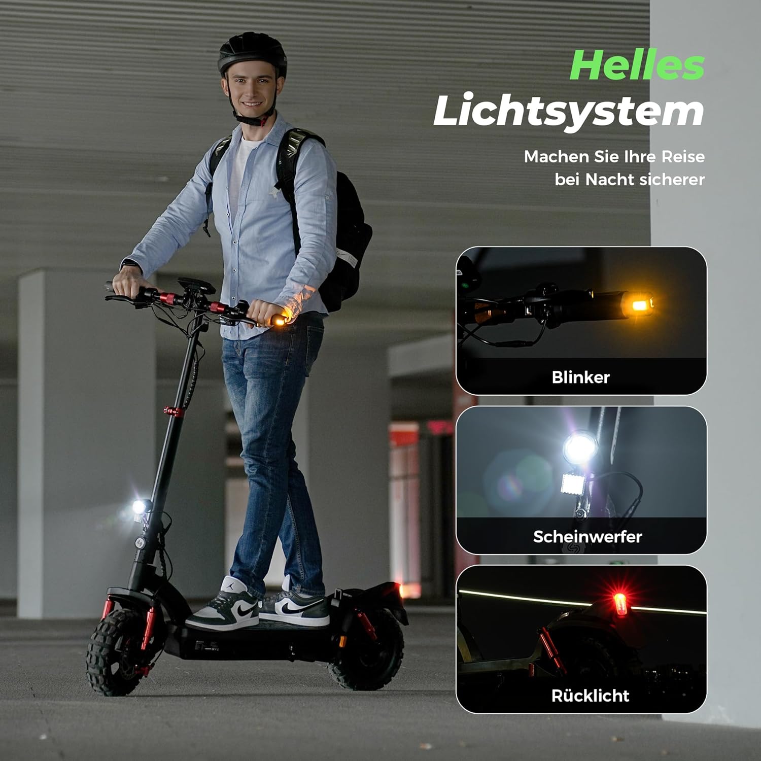 E Scooter mit Straßenzulassung - 11 Zoll MAX 80KM Reichweite Offroad Elektroroller, Faltbarer E-Roller mit Duale Aufhängung, Blinker und APP, Elektroscooter Erwachsene für Stadt und Land Pendeln – Bild 6
