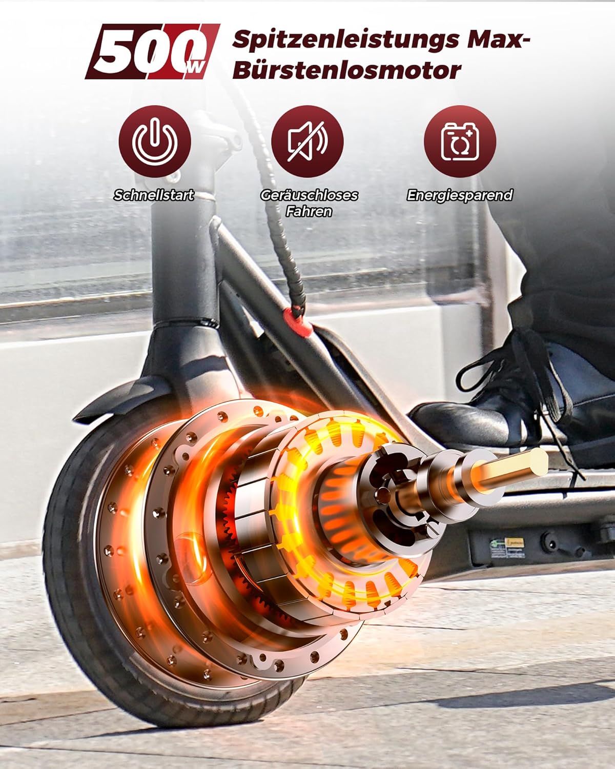 E Scooter with Road Approval for Adults | ABE Electric Scooter - Carefree Freedom in City Max 500 W Motor Max 30/25 km Range for Effortless Commuting & Discovery, Lightweight Electric Scooter with App – Bild 3