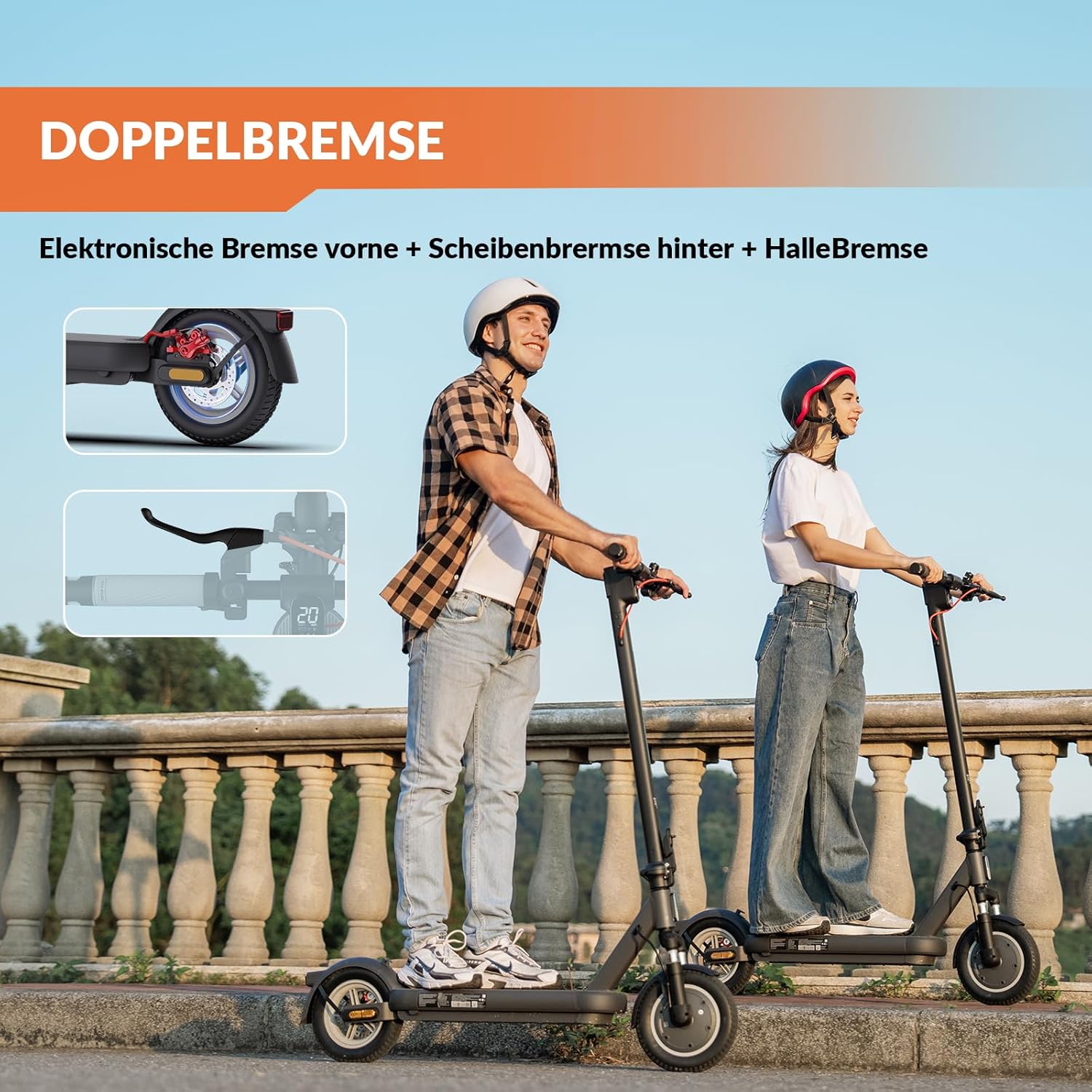 E Scooter with Road Legal, 10 Inch E Scooter, Max 32 km/40 km Range 20 km/h, Electric Scooter up to 120 kg, Indicator, App Connection, Quadruple Shock Absorption, Dual Brake System E Scooter for – Bild 6