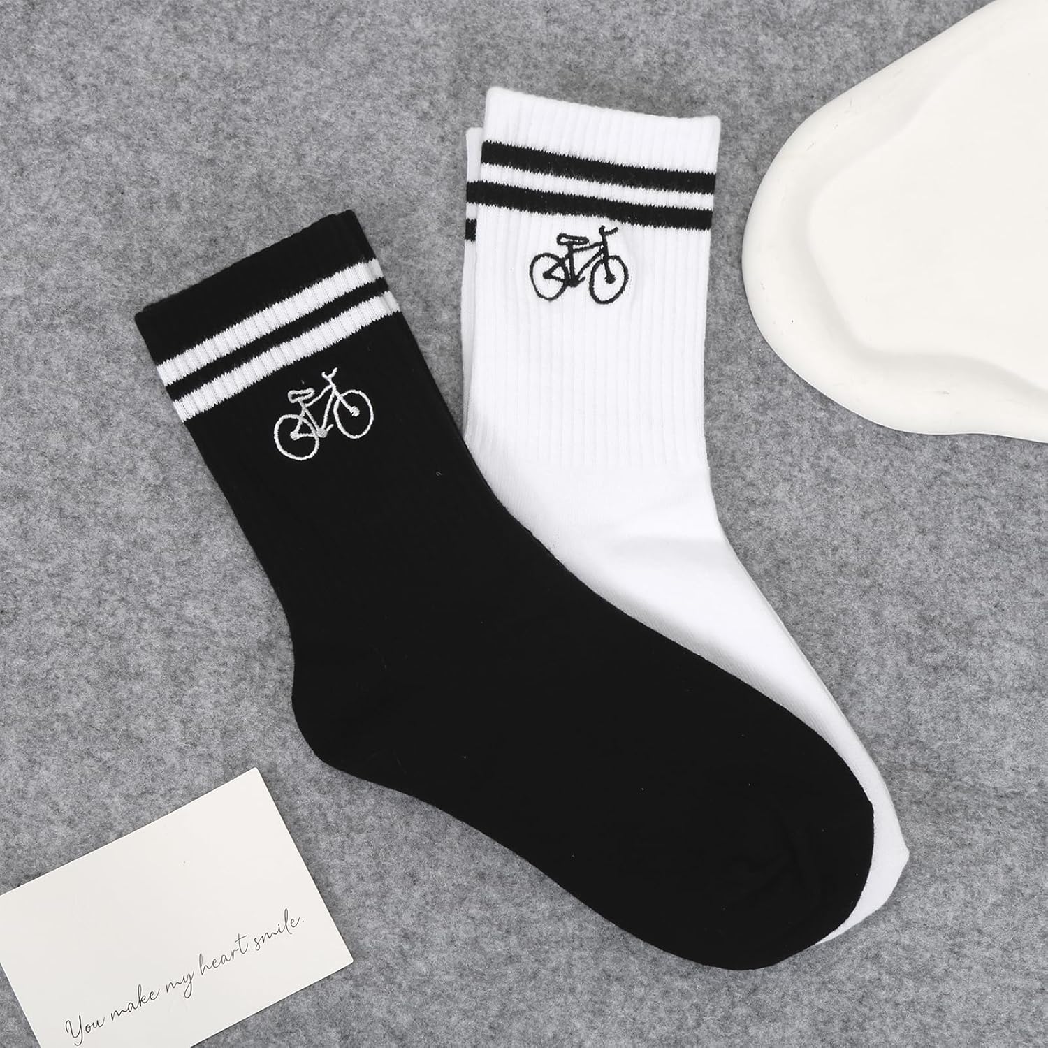 HUKUMA Road Bike Socks, 35-46 Bicycle Socks Men, Bicycle Gift for Men and Women, Road Bike Accessories, Bicycle Rider Tennis Socks Accessories, Funny Gift for Birthday Men and Women – Bild 3