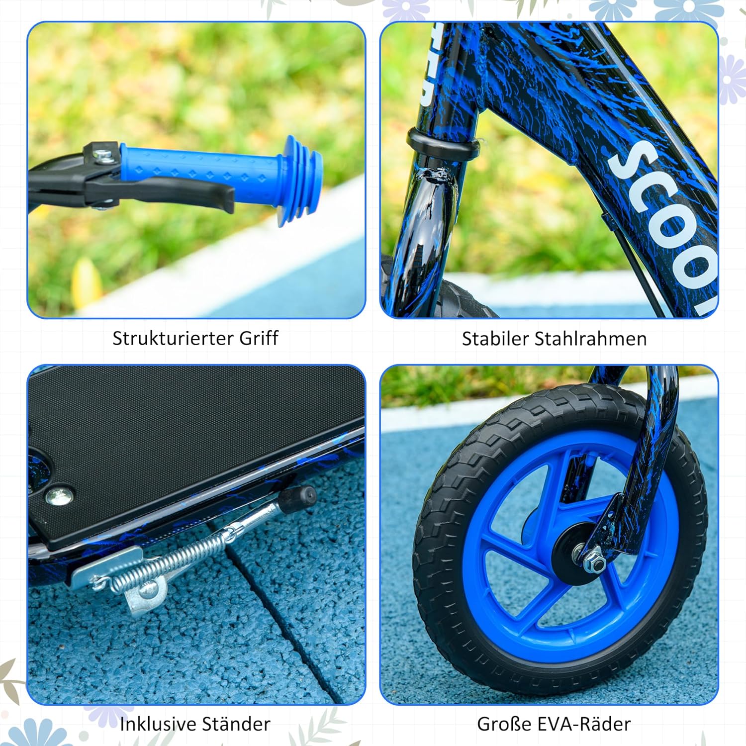 AIYAPLAY Children's Scooter with Adjustable Handlebar, Large Wheels, Handbrake, Kick Scooter, 11.8 Inch City Scooter for 6-12 Years, Boys and Girls, Steel – Bild 5