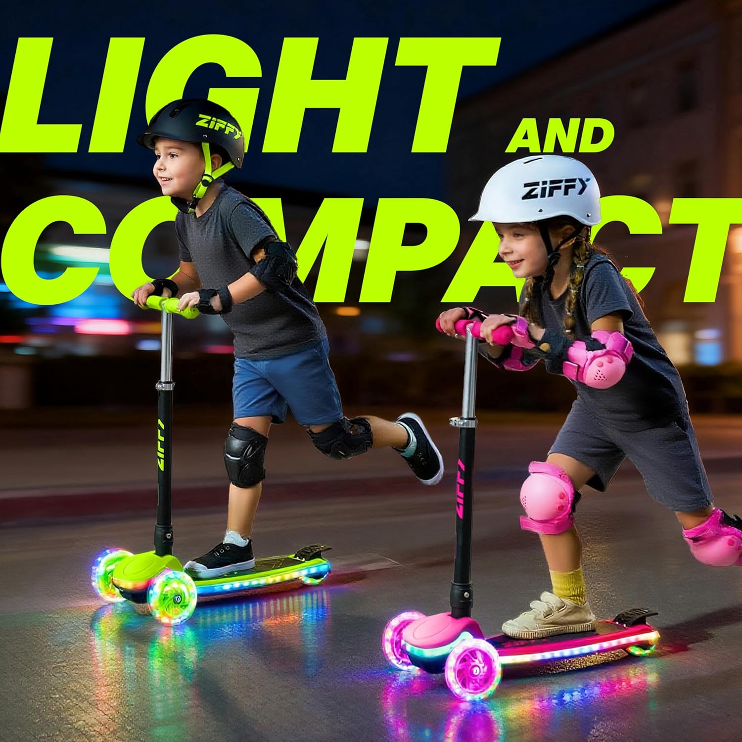 ZIFFY Kids Scooter for Boys & Girls LED Light-Up Wheels, 4 Adjustable Height Handlebars, and Lean-to-Steer Design with Anti-Slip Wide Deck for Stability - Up to 110 lbs – Bild 7