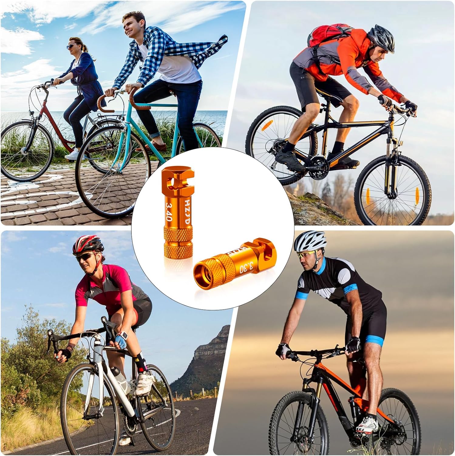 HZJD Bicycle Presta Valve Caps, Orange, Integrated Core Spoke Removal Tool (Pack of 2) – Bild 7