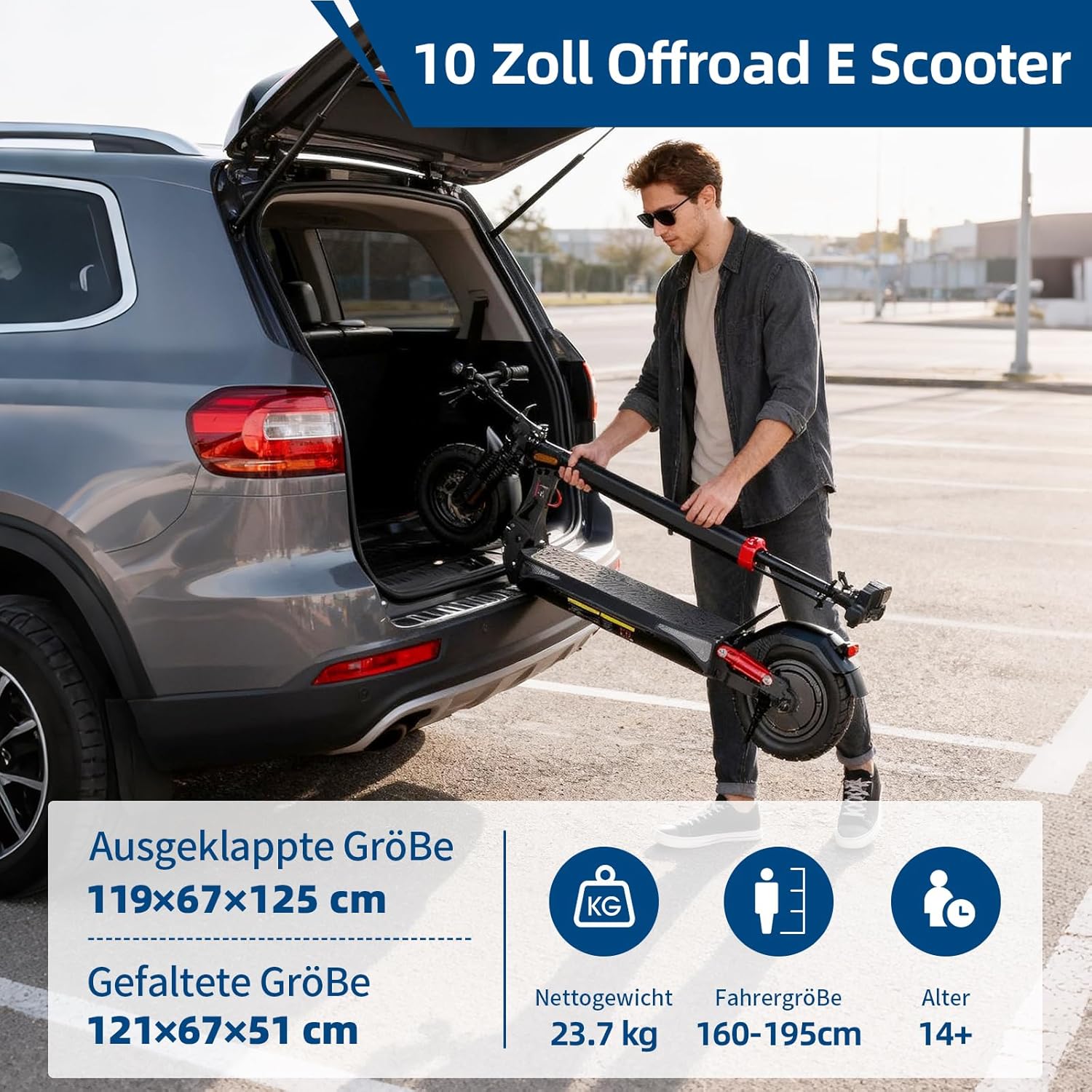 E Scooter mit Straßenzulassung mit Max 70/30KM Reichweite,10/8.5 Zoll Elektroroller mit Komfortable Stoßdämpfer,Faltbarer E Roller Belastung Doppelbremse LED-Licht,APP-Verbindung – Bild 6