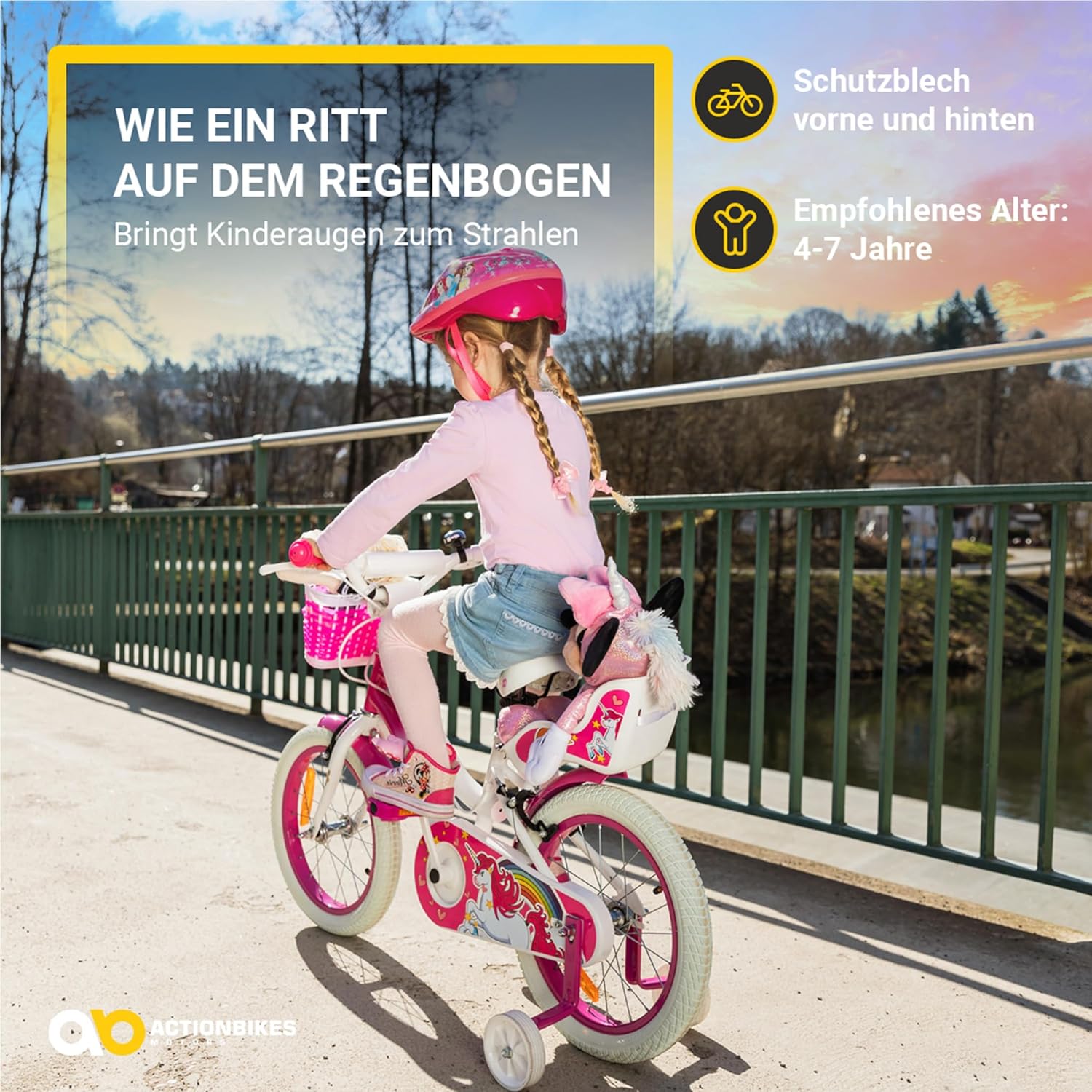 Actionbikes Children's Bicycle Unicorn | 12 Inch / 16 Inch - V-Brake Brakes - Mudguard for Girls - Bicycles - Children's Bike - Youth Bike - From 2-7 Years – Bild 5