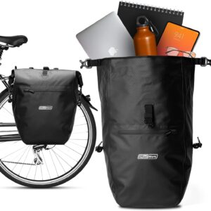 2Radwerk Bicycle Bag for Pannier Rack 25.4 L, 100% Waterproof, with Carry Handle and Shoulder Strap, Bicycle Bag Pannier Rack, Rear Bicycle Bags