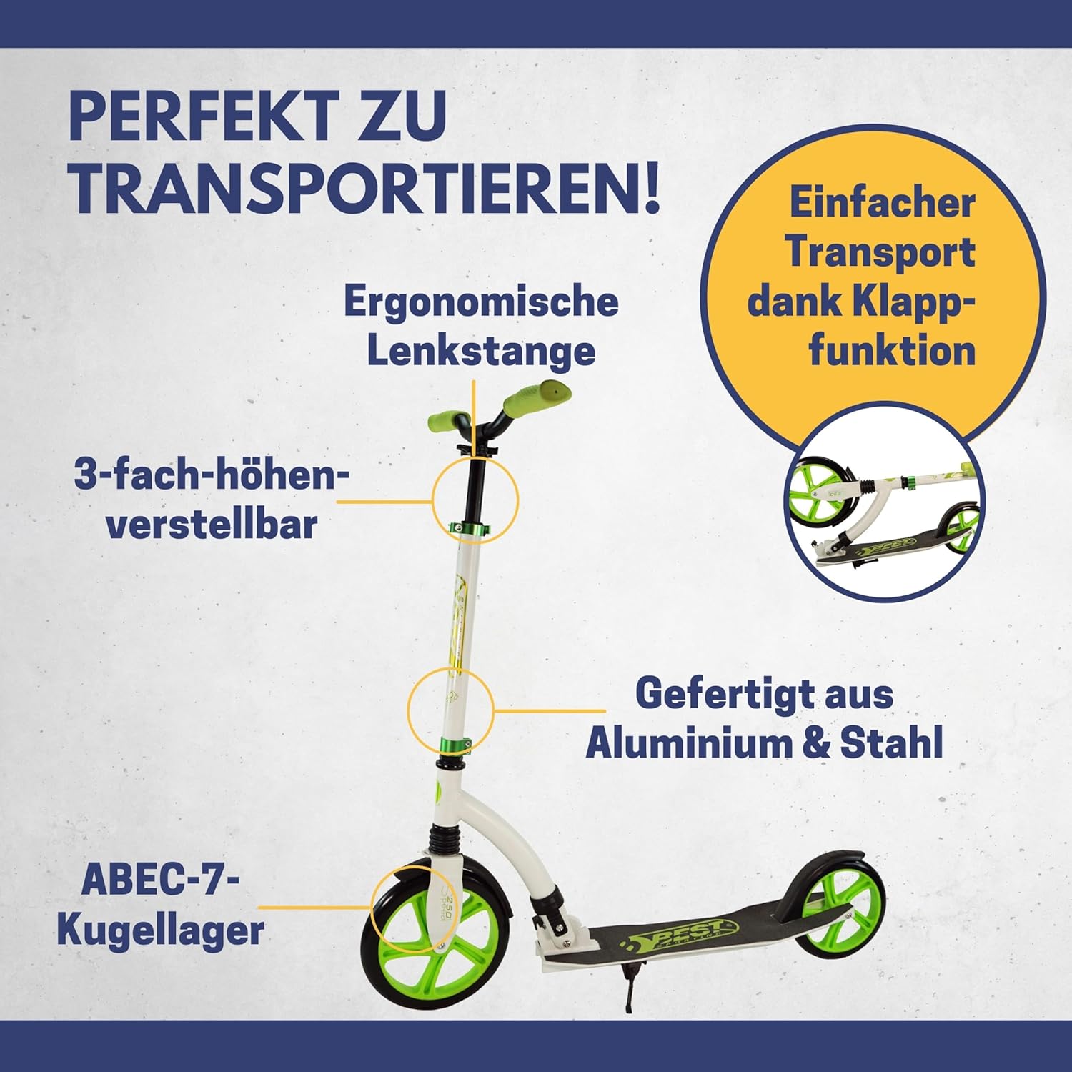 Best Sporting Scooter Adults and Children I Folding Scooter with Stand I City Scooter for Adults I Scooter with Wheel Size 250 mm I Stylish Aluminium Scooter Adults – Bild 3