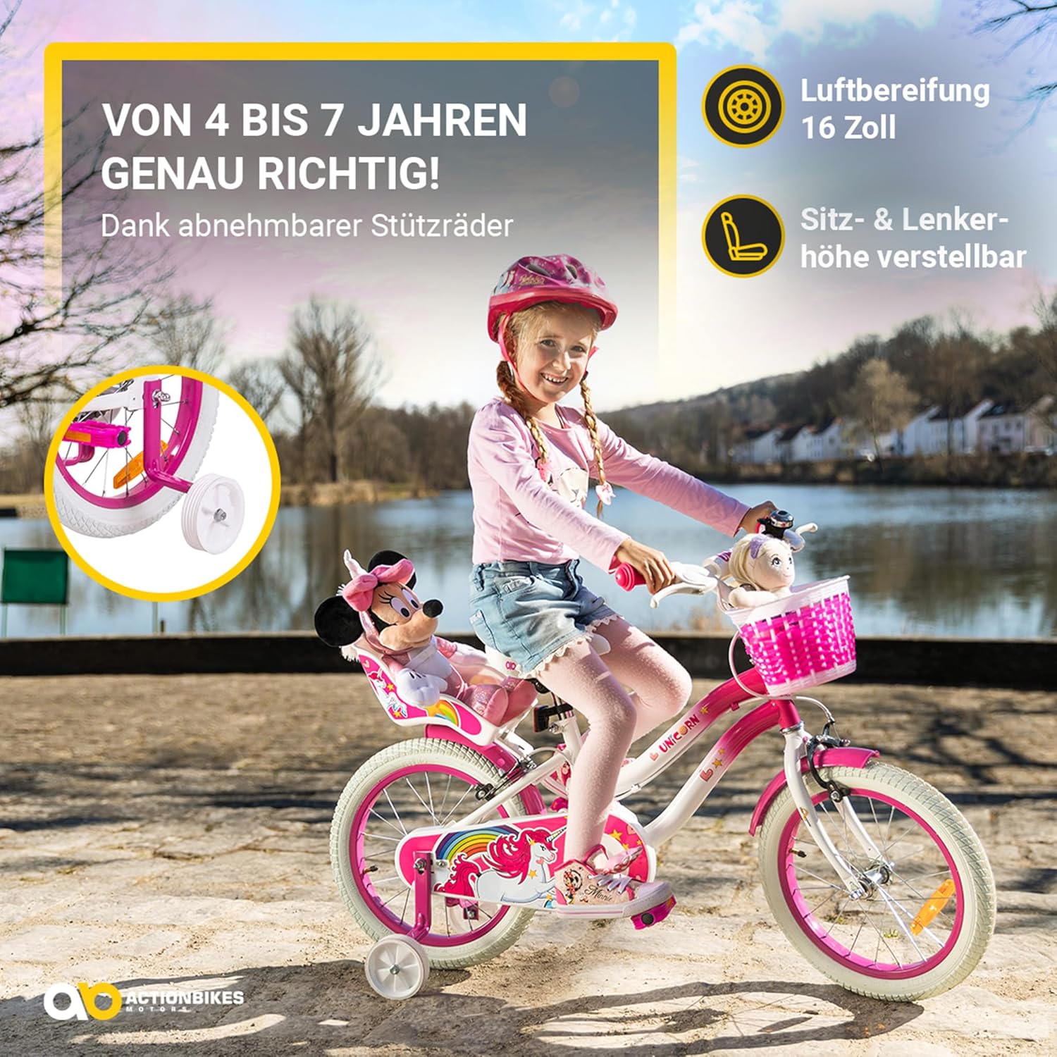 Actionbikes Children's Bicycle Unicorn | 12 Inch / 16 Inch - V-Brake Brakes - Mudguard for Girls - Bicycles - Children's Bike - Youth Bike - From 2-7 Years – Bild 6