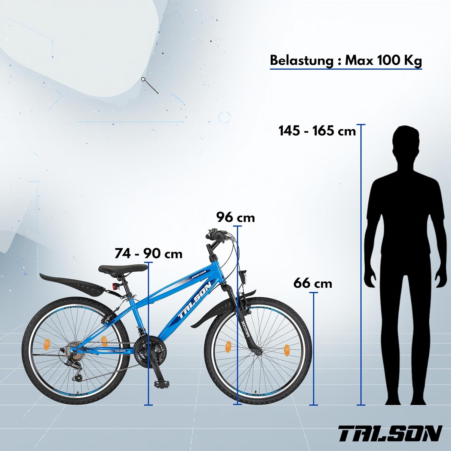 Talson 26 Inch Mountain Bike Bicycle with 21 Speed Shimano, Fork Suspension and Lighting, Blue – Bild 4