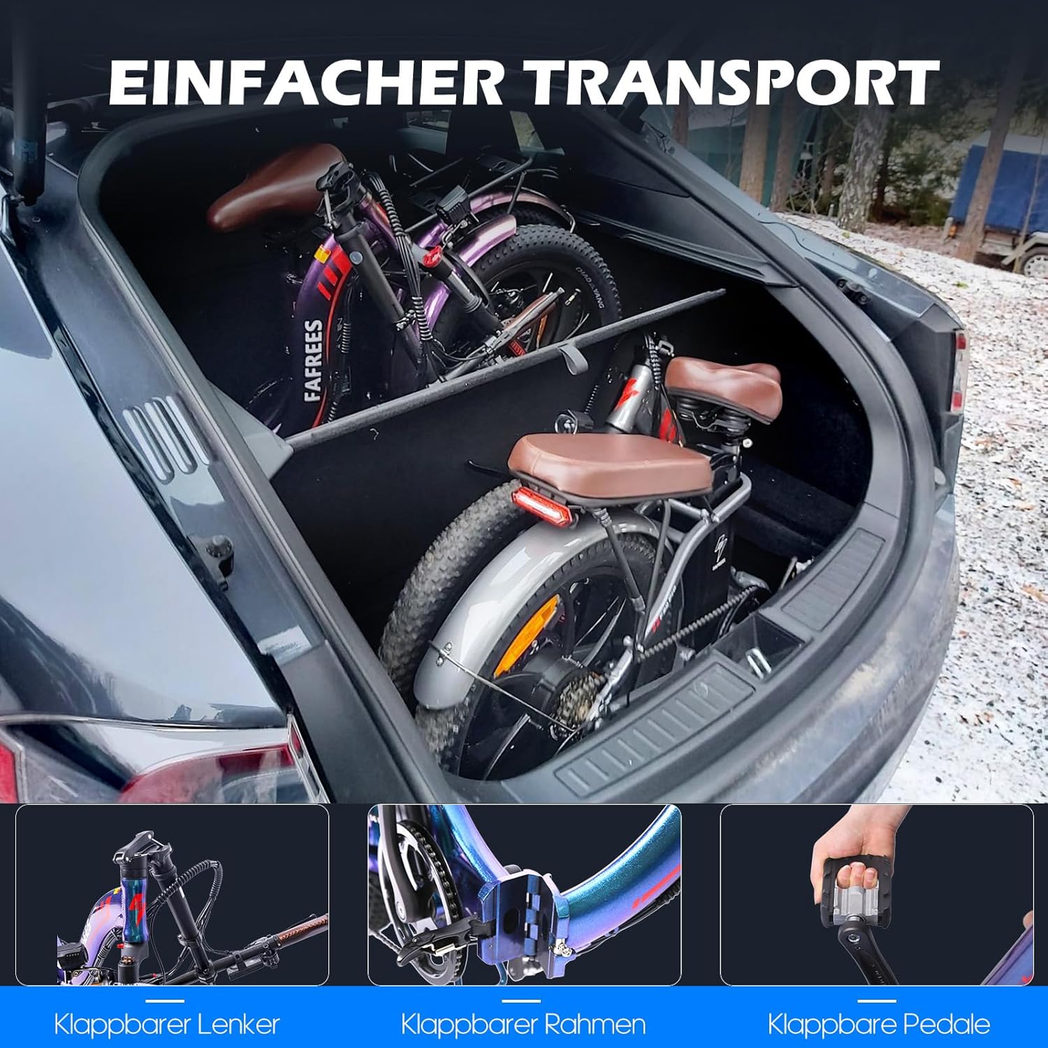 Fafrees F20 PRO E-Bike Folding Bike Electric Bicycle 20 Inch Fat Bike 250 W Motor 36 V 20 Ah Battery 20 x 3.0 Inch Mountain Bike Electric Bicycle 40 Nm – Bild 6