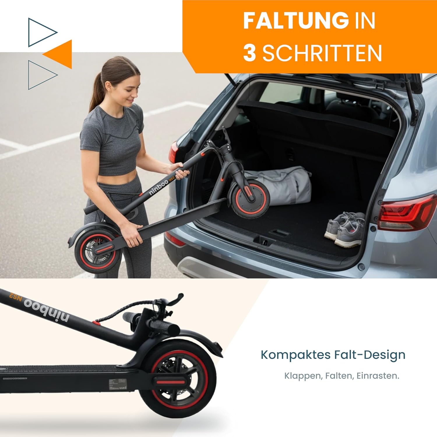 NS2 Series E-Scooter, 350-500W Motor, 8.5-10 Inch Tyres, 25-50 km Range, 20 km/h Folding Scooter for Adults, City & Commuter – Bild 6