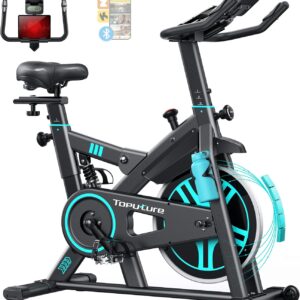 Exercise bike with app and heart rate, ergometer with shock absorption system, ultra-quiet < 20 db, adjustable magnetic resistance, 15 kg flywheel, home trainer up to 160 kg