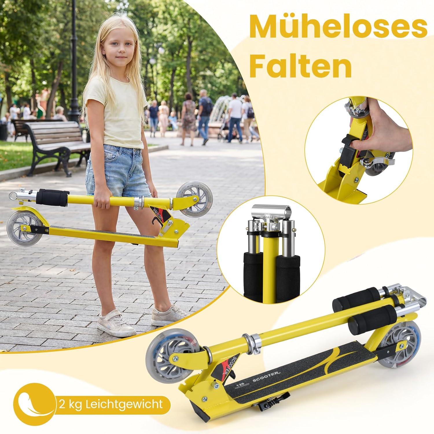 COSTWAY Children's Scooter with LED Wheels, Children's Scooter from 4 Years, 70 kg Load Capacity, City Scooter, Height Adjustable, Children's Kick Scooter for Boys and Girls – Bild 8