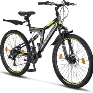 Chillaxx Bike Falcon Premium Mountain Bike in 24, 26, 27.5 and 29 Inch – Bicycle for Boys, Girls, Women and Men – Disc Brake – 21 Speed Gears – Full Suspension