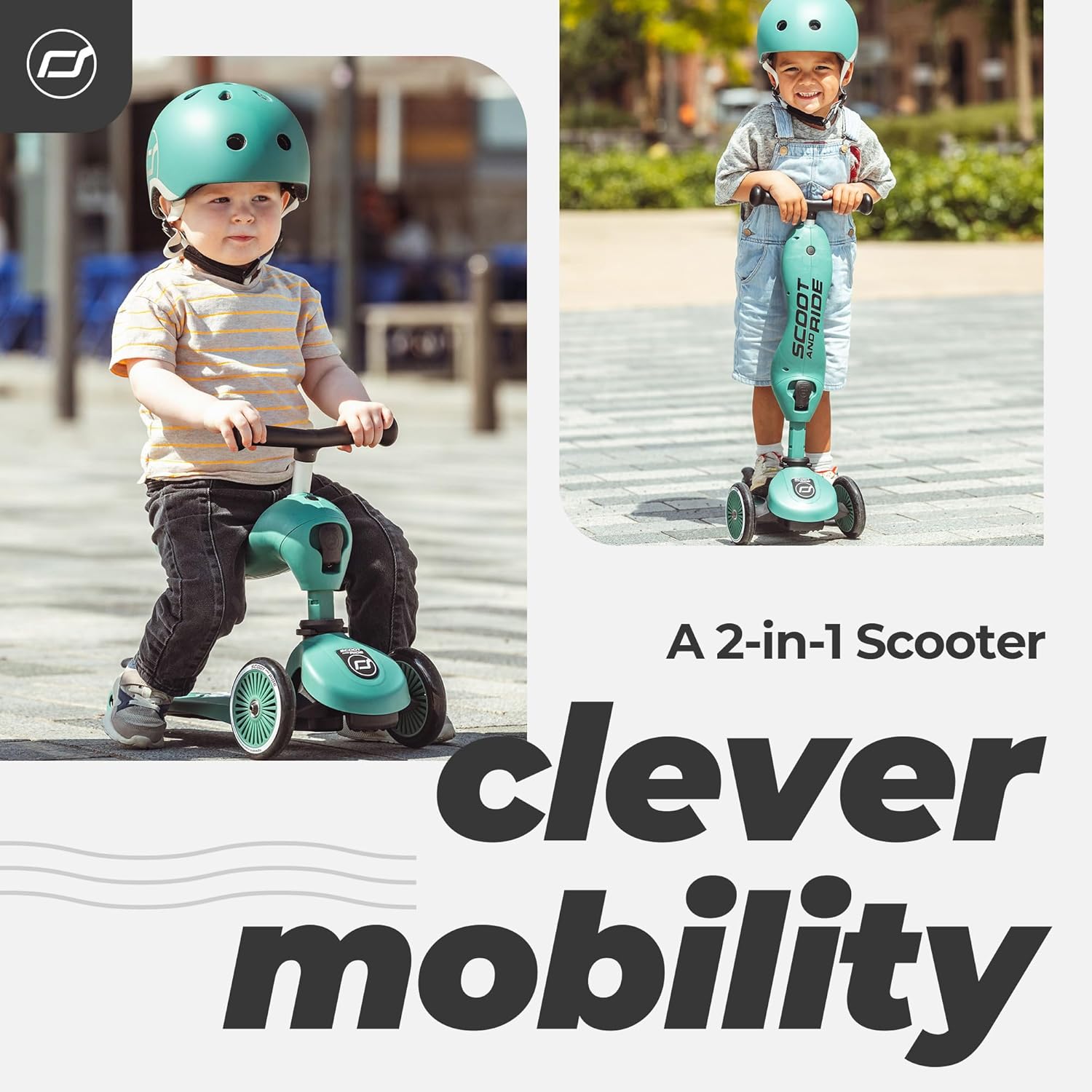 Scoot & Ride - Highwaykick 1 Children Adjustable Seated or Standing 2-in-1 Scooter Including Safety Pad for Tip Prevention - for Ages 1-5 – Bild 2