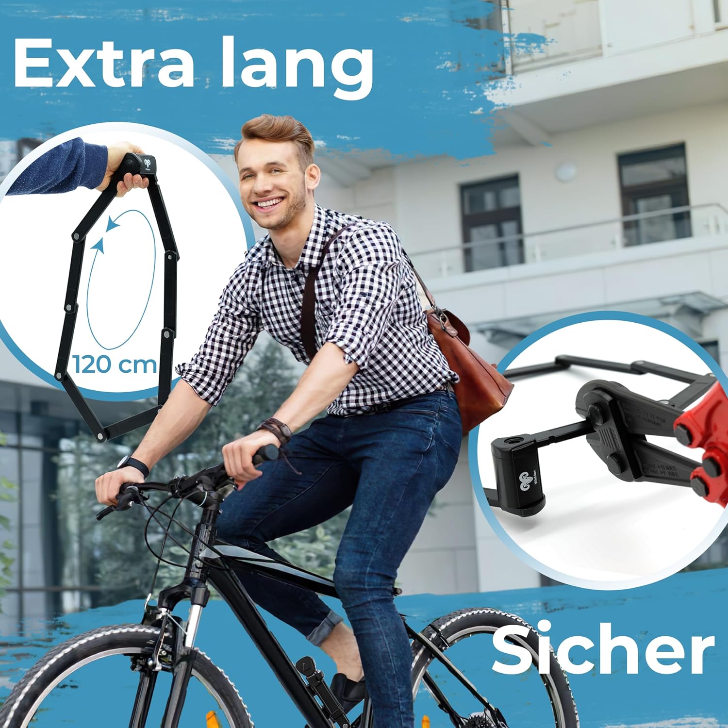 Widder Very Secure Bicycle Lock Folding Lock 120 cm with 4 Keys | Folding Lock Bicycle with Holder | Ideal as an E Bike Lock, E Scooter Lock, Bicycles & Bike Lock – Bild 2