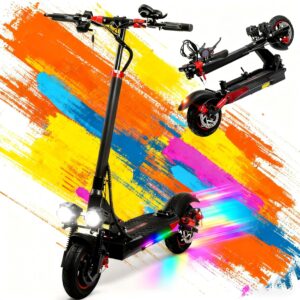 10 Inch E-Scooter for Adults Electric Scooter with Max. 20 km/h Speed, 50-55 km Range, 48 V 15 Ah, IP54, Double Suspension, 150 kg Load Capacity, LED for Teenagers for Christmas Party Electric Scooter