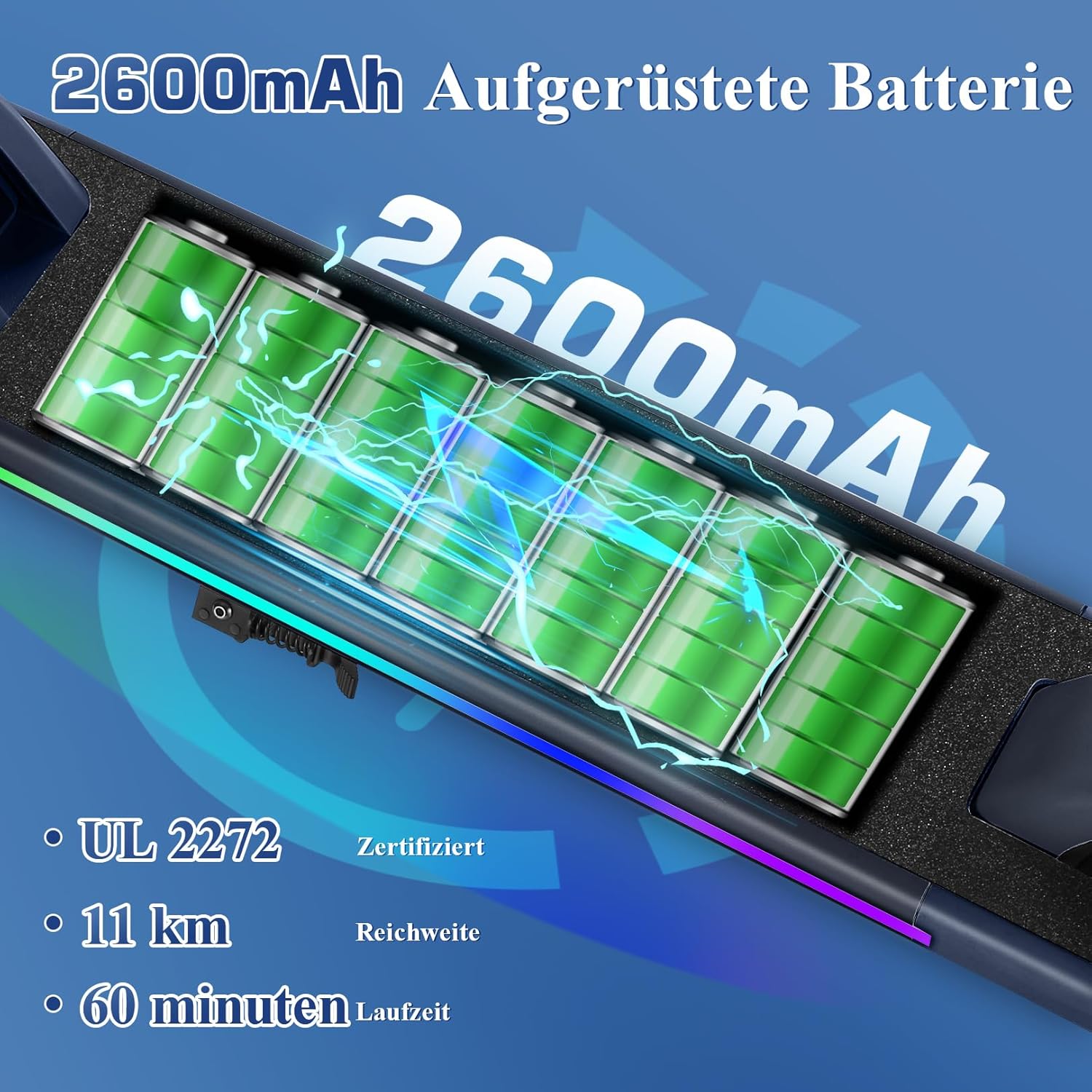 Caroma E Scooter für Kinder Alter 6-14, 150W/180W Motor, 16 km/h, 80 mins Fahrzeit, einstellbare Geschwindigkeit und Höhe, Bunte Lichter, LED-Anzeige, Faltbarer Kinder Elektroroller – Bild 3