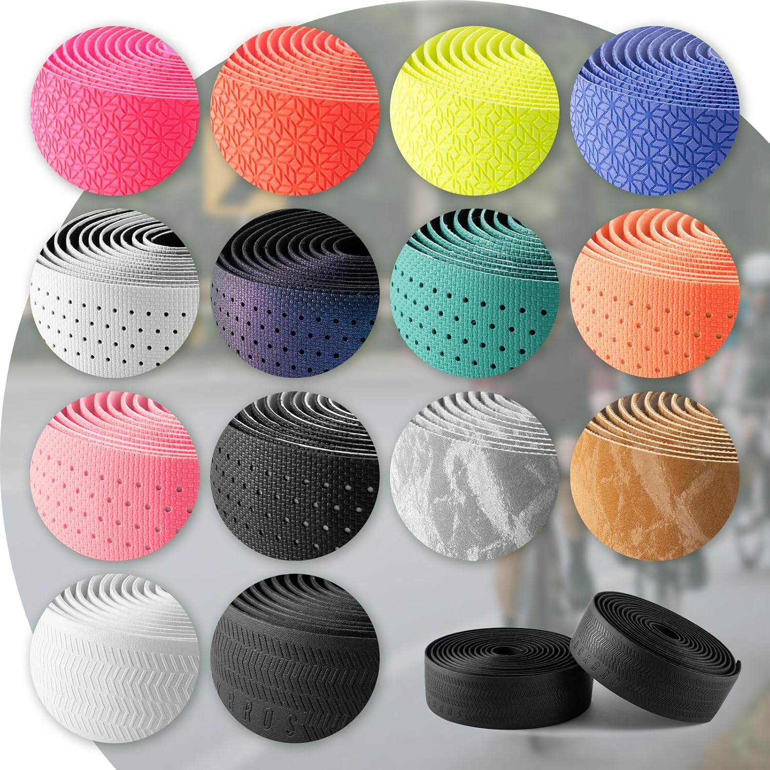 ROCKBROS Handlebar Tape Road Bike, 2 Rolls Road Bike Handlebar Tape, Super Long 220 cm and Thickness 3 mm, Self-Adhesive Grip Tape for MTB Gravel and Urban Cycling, Multicoloured – Bild 3