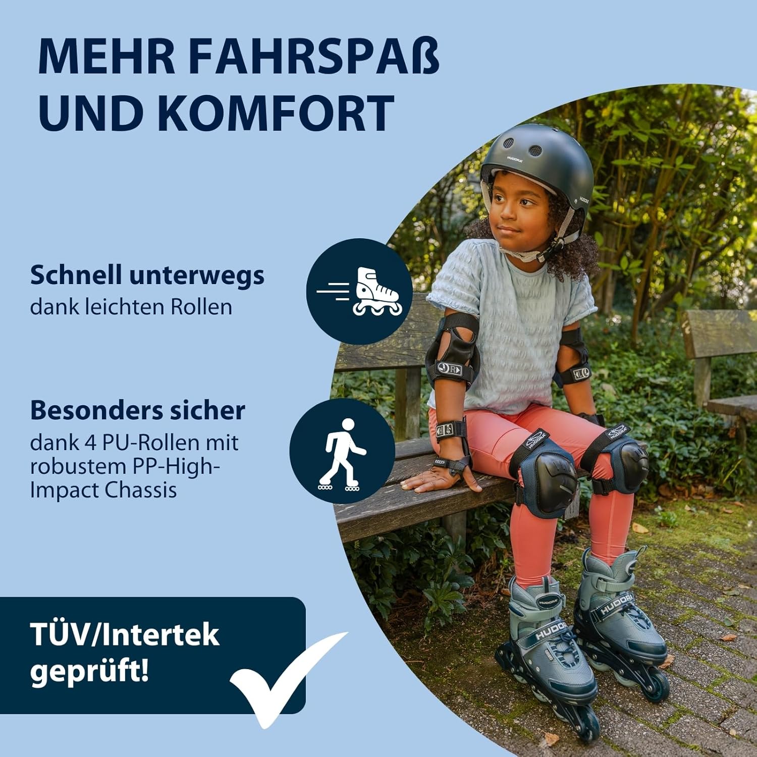 HUDORA Mia/ Leon Inline Skates for Children, Teenagers and Adults, Various Sizes, Roller Skates for Men and Women, Adjustable Size – Bild 3