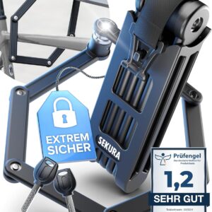 Büchel Sekura 60503853 Folding Lock for Bicycle and Motorbike 85 cm Black