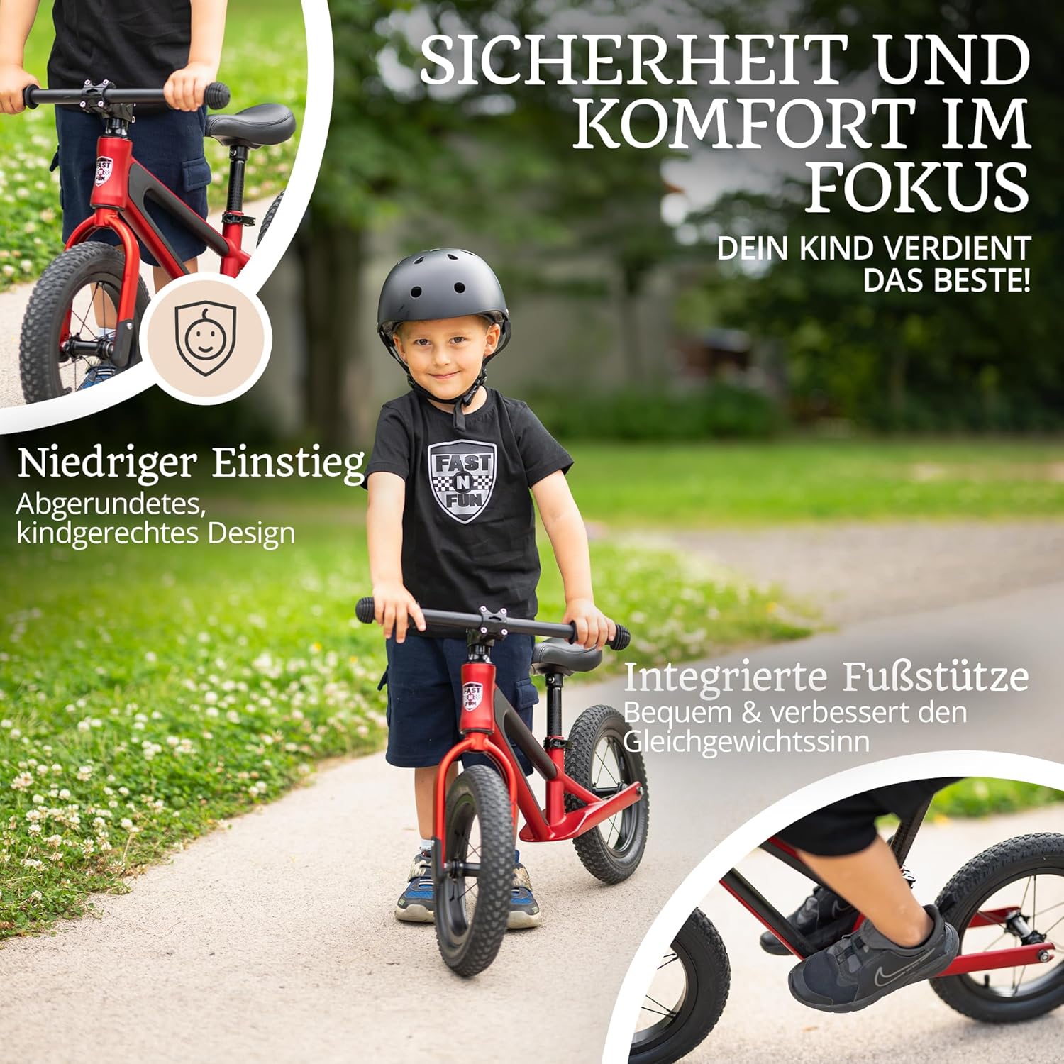 Balance Bike from 2 Years, Ultralight with Carry Handle, Magnesium Frame, 12 Inch Wheels, Footrest and Ergonomic Height-Adjustable Seat – Bild 4