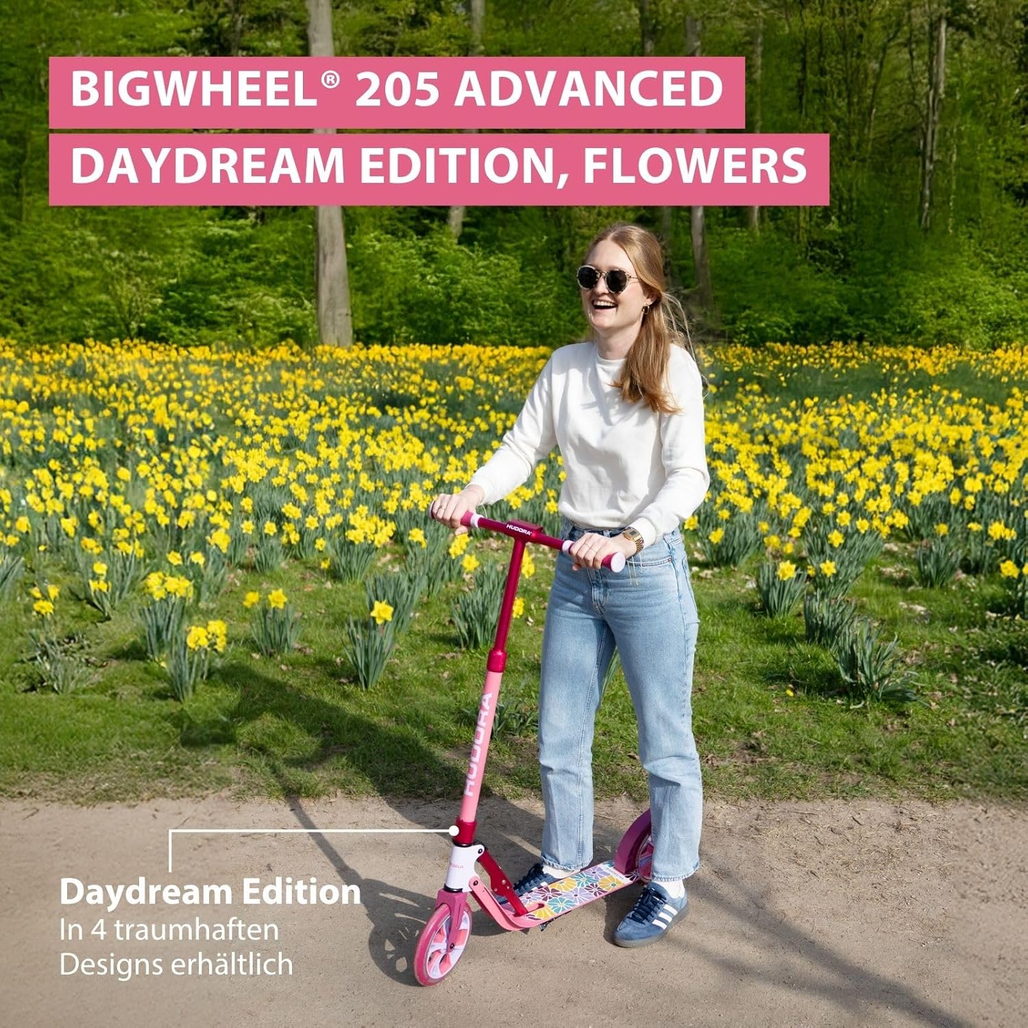 HUDORA BigWheel 205 Advanced Scooter - Daydream Edition - for up to 100 kg - Height-Adjustable & Foldable Scooter - Kick Scooter for Children/Teenagers & Adults – Bild 2