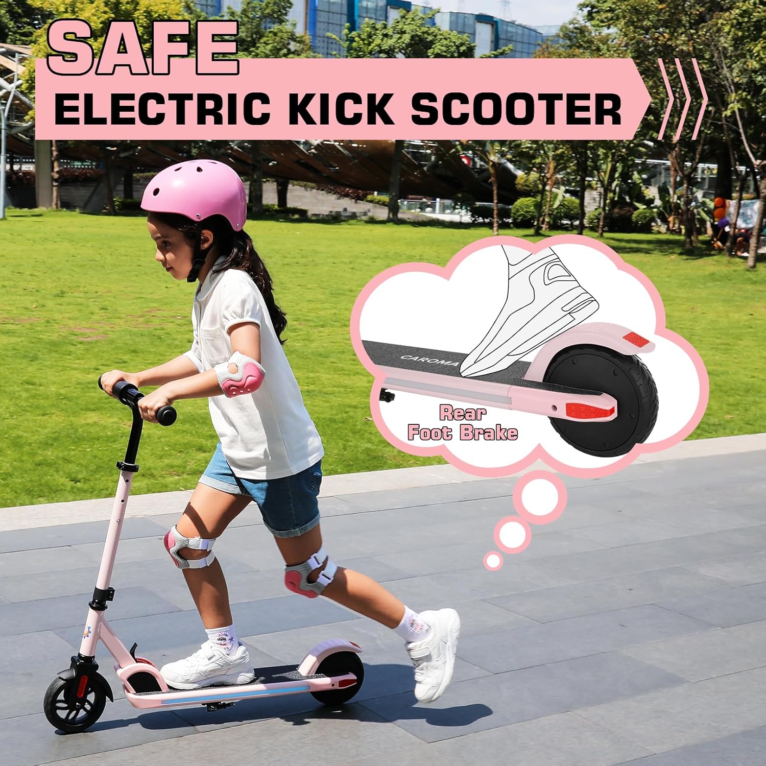 Caroma E Scooter Kinder von 8-12 Jahren,bis zu 16 km/h & 8 km,Elektroroller Kinder mit Bunte Leuchten, LED-Anzeige,Einstellbare Geschwindigkeit und Höhe,Leichter Faltbarer Elektroscooter – Bild 8