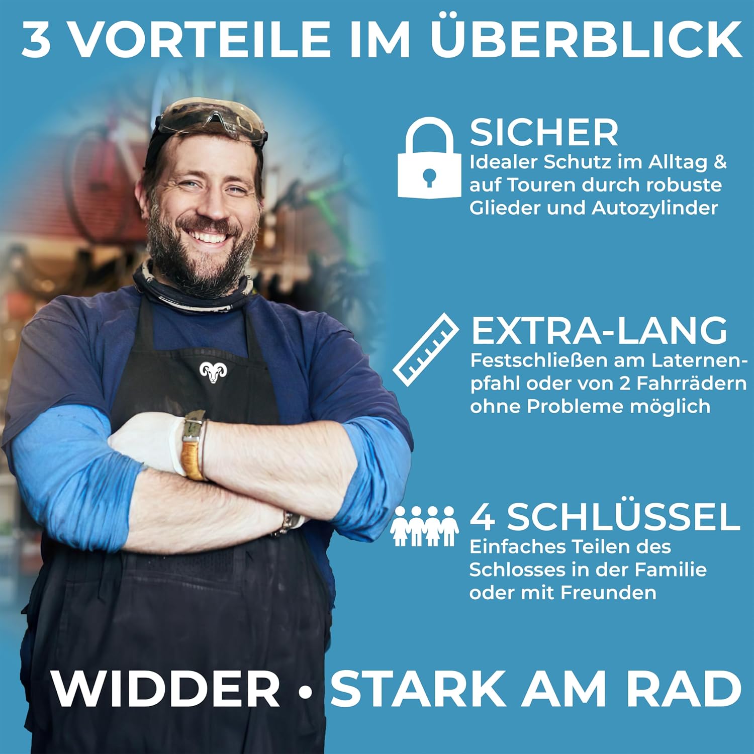 Widder Very Secure Bicycle Lock Folding Lock 120 cm with 4 Keys | Folding Lock Bicycle with Holder | Ideal as an E Bike Lock, E Scooter Lock, Bicycles & Bike Lock – Bild 7