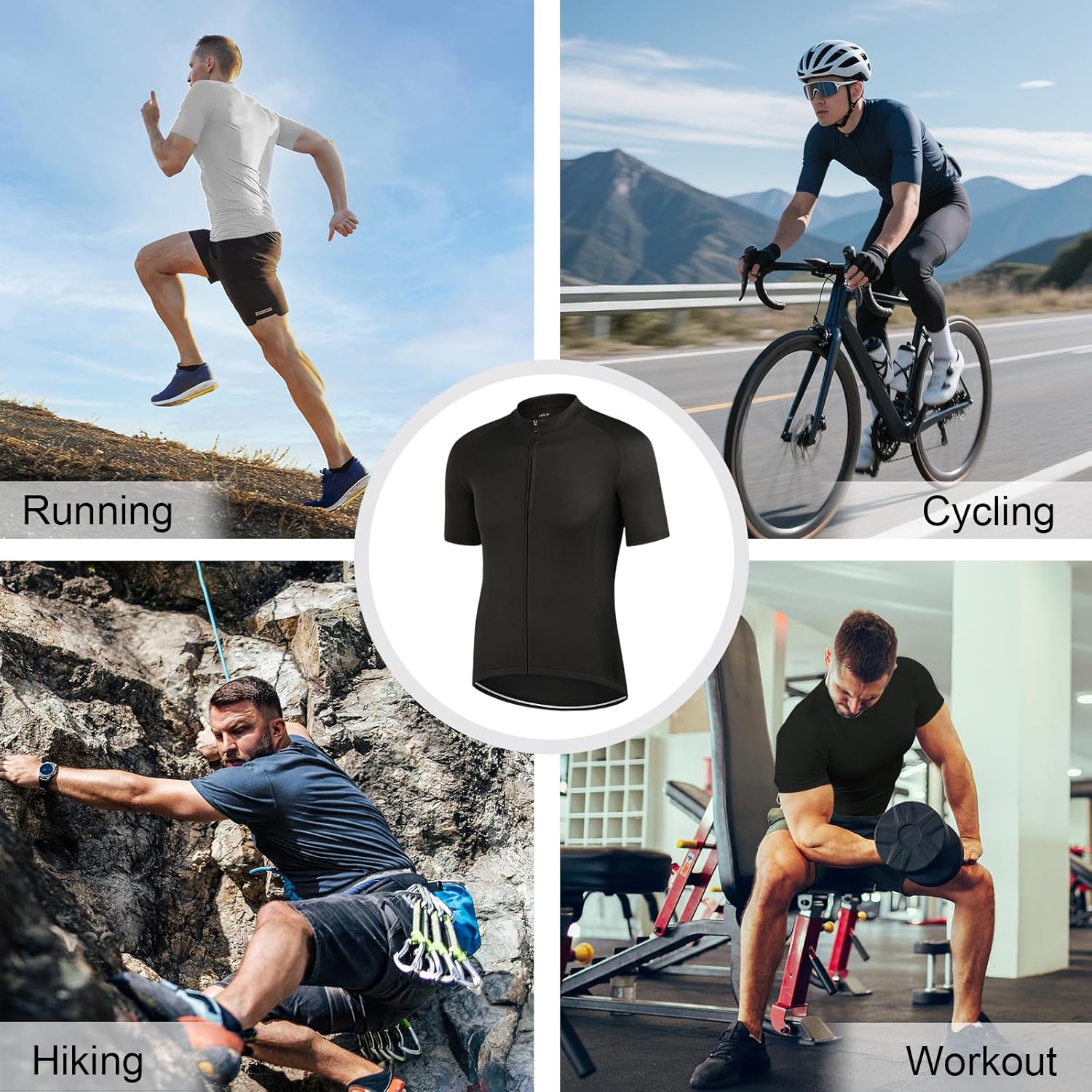 NuCamper Men's Cycling Jersey Short Sleeve Cycling Jersey T-Shirt with 3 Pockets, Breathable and Quick-Drying Cycling Clothing Men's Cycling Jerseys MTB for Cycling Outdoor Sports – Bild 2