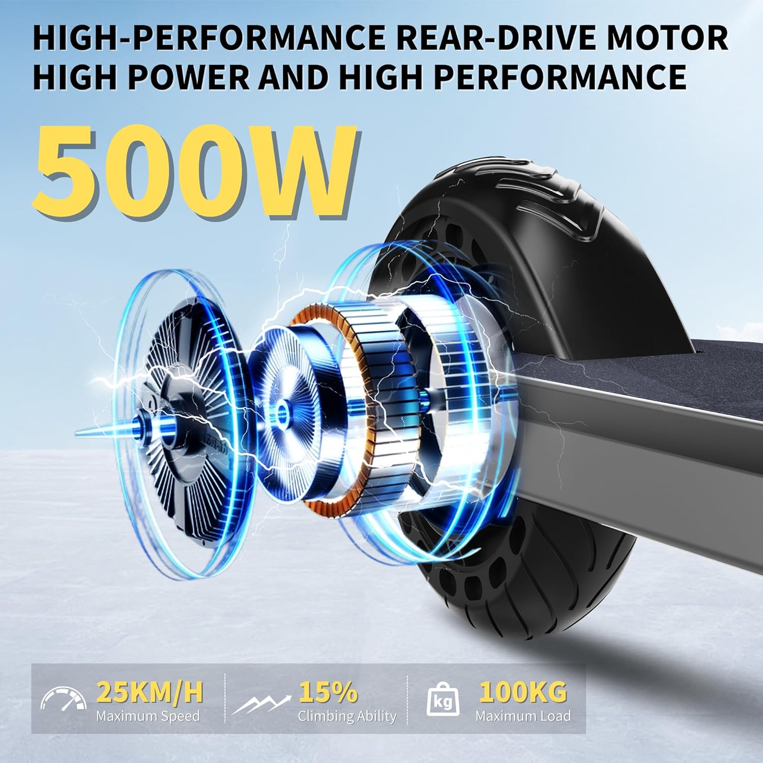 QnQ E Scooter, 2026 8 Inch Foldable Scooter, 500 W/20 km/h Motor, 15 km Range, Puncture-proof Honeycomb Tyres, Children and Teenagers – Bild 3